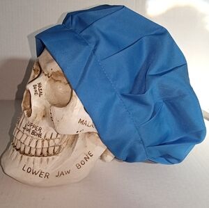 NEW 3 Pack Hospital Nurse Doctor Scrub Beanie Caps! Elastic Back. Blue. Unisex